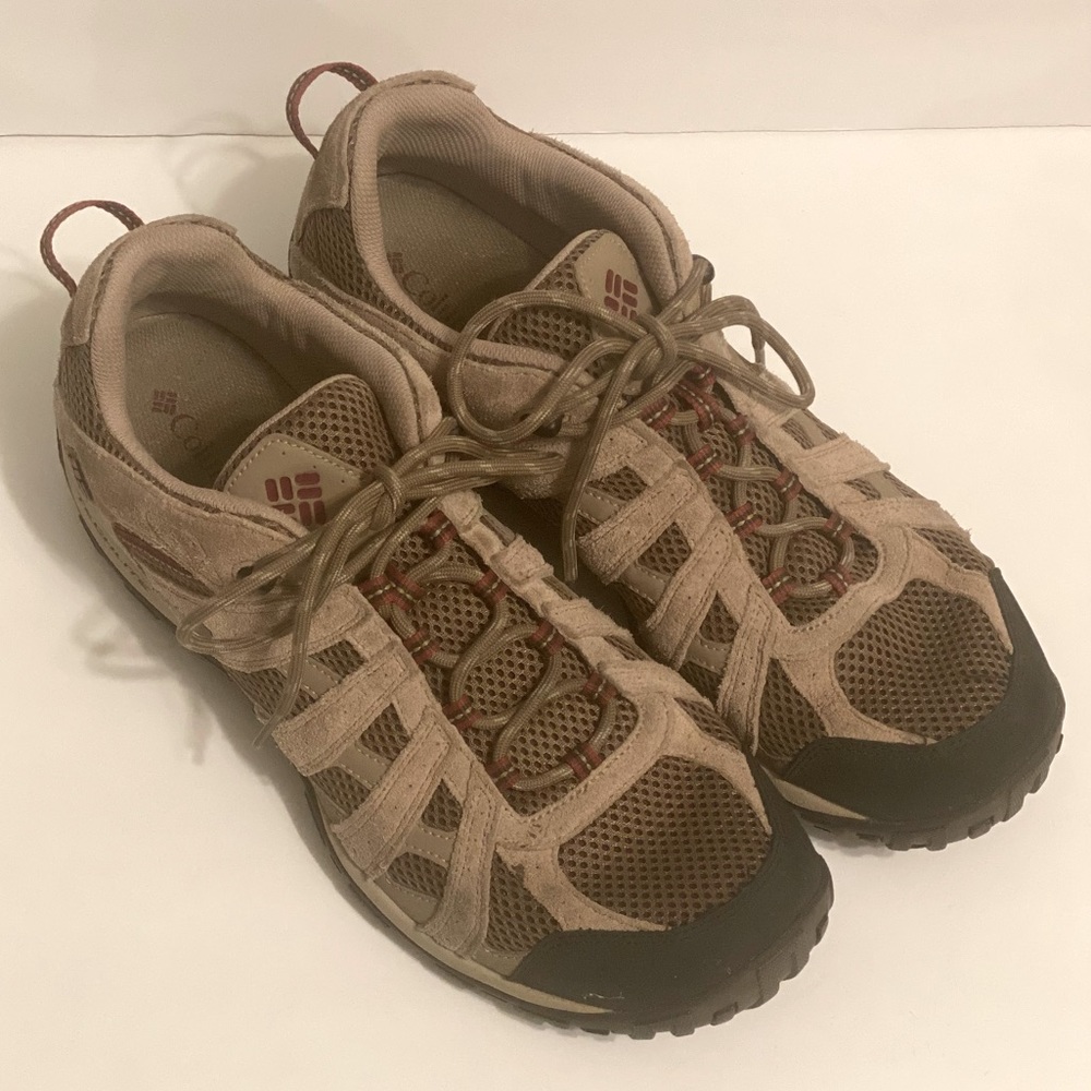 Columbia Mens Hiking Shoes Size 14 tan brown low cut hiking shoe